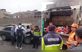 Recolector de basura queda herido tras choque de camión con auto cerca de estación VMT de la Línea 1