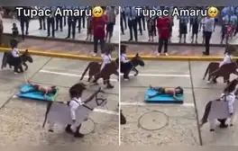 Niños representaron la ejecución de Túpac Amaru en desfile y dicen: “En efecto, es la historia del Perú”