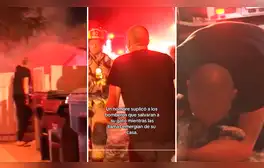 Hombre llora desesperadamente y suplica a bomberos que salven a su gato de incendio en su casa