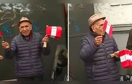 Adulto mayor de 90 años regala 4.000 banderas hechas a mano en Desfile Militar: "Lo hice yo solito"