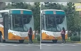 Peruana se planta frente a bus de su esposo por presunta infidelidad y usuarios reaccionan: "Solo es un amor pasajero"