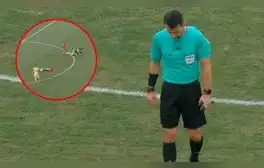 Árbitro de España vs. Marruecos sufrió insólita lesión: jugador lo 'atropelló' y tuvo que ser cambiado