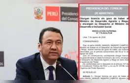 Ministro de Desarrollo Agrario y Riego, quien dijo que en el "Perú no hay hambre", se fue de licencia por 4 días