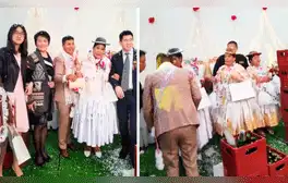 Familia china asiste a boda puneña y tiene inesperada reacción al ofrecerles una caja de cerveza