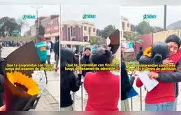 Madre sorprende a su hijo con ramo de flores tras rendir examen de la UNI y en redes reaccionan: “Eso es amor”