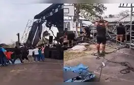 Fuertes vientos derrumban estrado donde se iban a presentar artistas por fiesta regional en San Martín