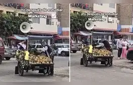 Vendedor peruano sorprende con singular forma de vender piñas: “Eso sí es Marketing”