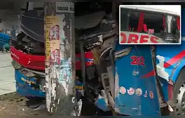 Choque de buses interprovinciales en La Victoria deja un herido