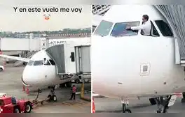 Pasajeros captan a piloto limpiando los vidrios de avión antes de despegar y en redes bromean: “Servicio completo”