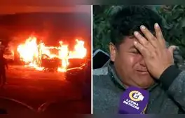 Chofer rompe en llanto tras perder su vehículo en incendio en Independencia: "Estamos endeudados en el banco"