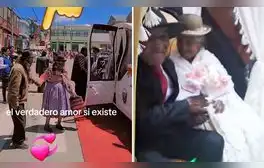 Pareja de adultos mayores cumplió su sueño de celebrar su matrimonio en lujosa limusina en Puno: “Amor eterno”