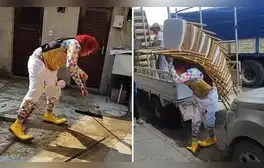 Payasito llegó puntual a cumpleaños y familia lo puso a limpiar y decorar: "Quedó 🤡"