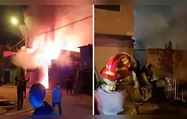 Puente Piedra: fuerte incendio en fábrica de la Panamericana Norte moviliza a 7 unidades de los Bomberos