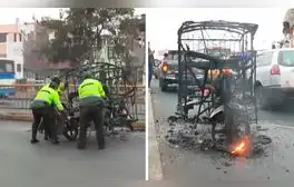 Comerciantes del Mercado de Frutas queman mototaxi que sería usado para robar a clientes en la av. Circunvalación