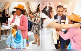 Comunera sorprende al regalar un cuy a novios en matrimonio huancaíno