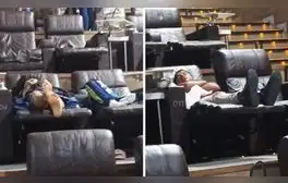 Tres peruanos van a cine VIP y los captan durmiendo sin medias: “Seguro vieron Jocker 2”