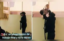 Universitarios juntan corbatas para ingresar trabajo final por la ventana: "Solución imposible"