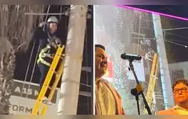Electricista se subió a poste para ver concierto de los Caribeños de Guadalupe: “Zona VIP”