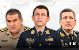 De izquierda a derecha el teniente general (r) Oscar Arriola, el comandante general Fredy López Mendoza, y el teniente general Augusto Ríos Tiravanti. Foto: Composición LR