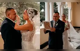 Tony Rosado rompe en llanto al ver a su hija vestida de novia.