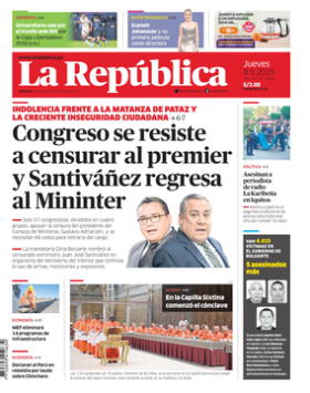 Edición Impresa - La Republica | Lima - Jueves 08 de Mayo del 2025