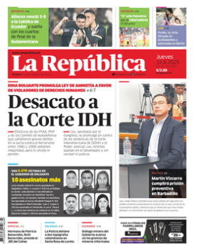 Edición Impresa - La Republica | Lima - Jueves 14 de Agosto del 2025