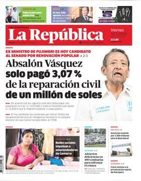 Edición Impresa - La Republica | Lima - Viernes 16 de Enero del 2026