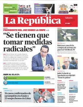 Edición Impresa - La Republica | Lima - Sabado 18 de Abril del 2026