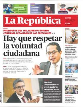 Edición Impresa - La Republica | Lima - Lunes 18 de Mayo del 2026
