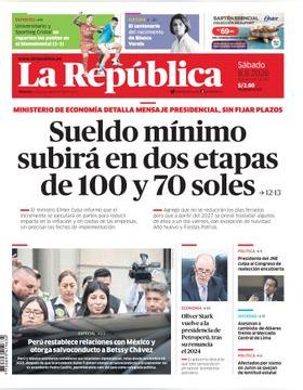 Edición Impresa - La Republica | Lima - Sabado 08 de Agosto del 2026