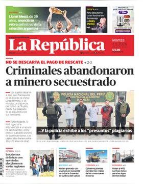 Edición Impresa - La Republica | Lima - Martes 01 de Setiembre del 2026