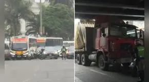 Caos en Vía Expresa del Paseo de la República: tráiler atrapado en puente 28 de julio genera gran congestión