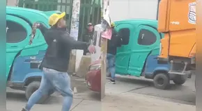 Hombre ataca con vara a camión municipal de Villa El Salvador y chofer responde embistiendo su mototaxi