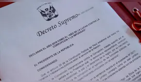 Nombre oficial del año 2019 en Perú: "Año de la lucha contra la corrupción y la impunidad"