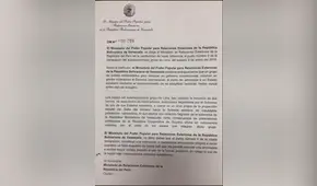Venezuela envía carta de advertencia a Gobierno del Perú  para que se rectifique en prohibición de ingresar en territorio peruano