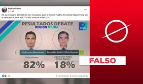 Es falsa la supuesta encuesta de “resultados del debate” en Piura atribuida a Ipsos