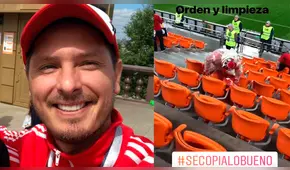 Cristian Rivero sube video de peruanos recogiendo basura en estadio de Ekaterimburgo