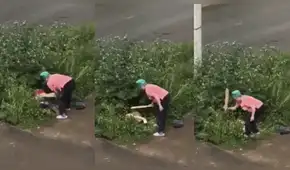 Mujer encuentra pareja teniendo relaciones sexuales en la calle y los golpea con un palo [VIDEO]