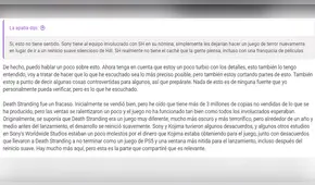 PS4: reportan tensiones entre Hideo Kojima y Sony por bajas ventas de Death Stranding