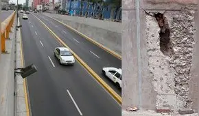 By Pass de 28 de julio: forado en una pared evidencia la ausencia de mallas de fierro