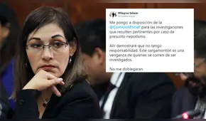 Milagros Salazar se pone a disposición de Ética por contratación de su sobrino