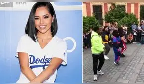 Becky G sorprende a fanáticos al bailar en la plaza de Sevilla previo a los MTV EMA 2019