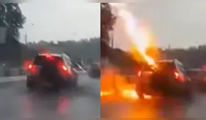 Mujer se salva de morir cuando dos rayos chocan contra su auto [VIDEO]