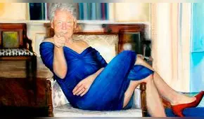 Jeffrey Epstein tenía una pintura de Bill Clinton con un vestido azul y tacones rojos dentro de su mansión