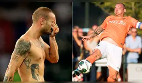 La irreconocible figura de Sneijder a tan solo dos semanas de retirarse causa furor