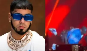 ¡Al igual que Karol G! Anuel AA se resbala y sufre caída durante concierto en México