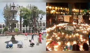 Jóvenes limpian pileta de la Plaza de Armas de Arequipa tras vigilia     