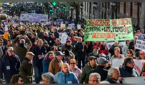 Jubilados protestan en calles de Madrid y Barcelona por pensiones dignas [VIDEO]