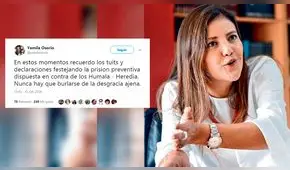 Yamila Osorio pide no burlarse de prisión contra Keiko Fujimori