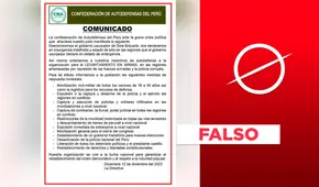 Es falso el “comunicado” de la Confederación de Autodefensas del Perú que llama al levantamiento en armas